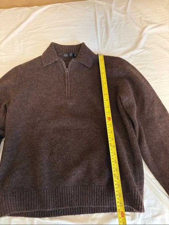 Oak + Fort Brown Quarter Zip Knit Sweater Small - Picture 4 of 5